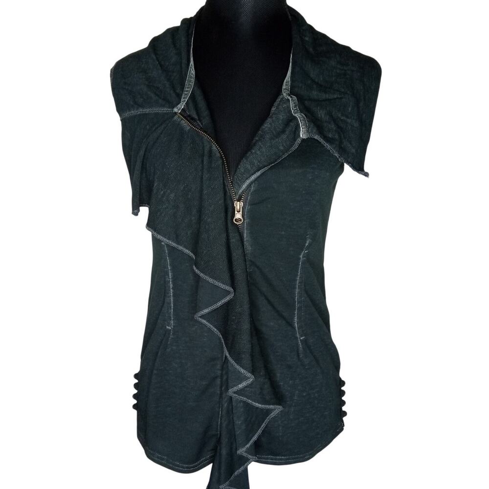 Closet Romantic Sleeveless Biker/Grunge Zip Front Blouse - Med